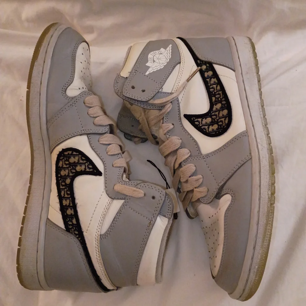 DiorxNike Gray and White High-Top Sneakers - Picture 6 of 8